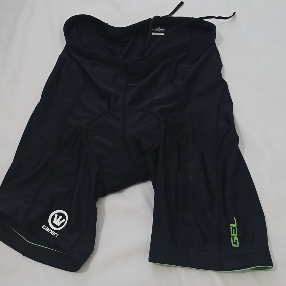 CANARI GEL San Diego SIZE LARGE BLACK GREEN NYLON SPANDEX‎ BIKING CYCLING SHORTS